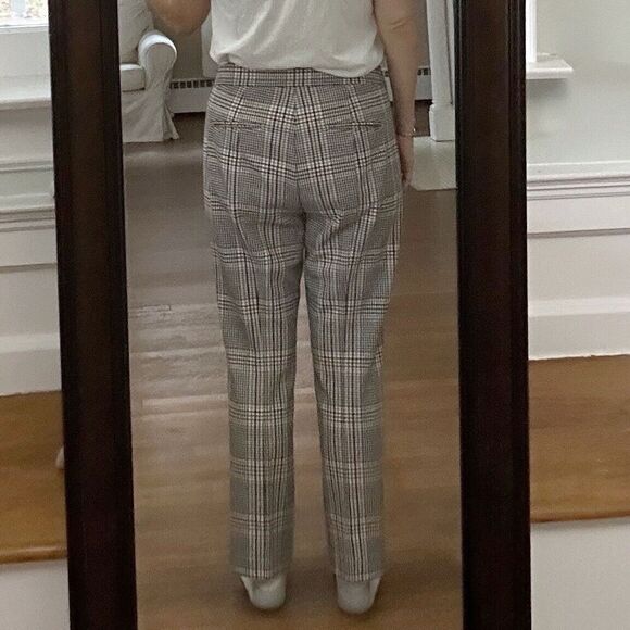 Ann Taylor Plaid Dress Pants Trousers Brown Blue Cream Size 10 - Picture 6 of 12